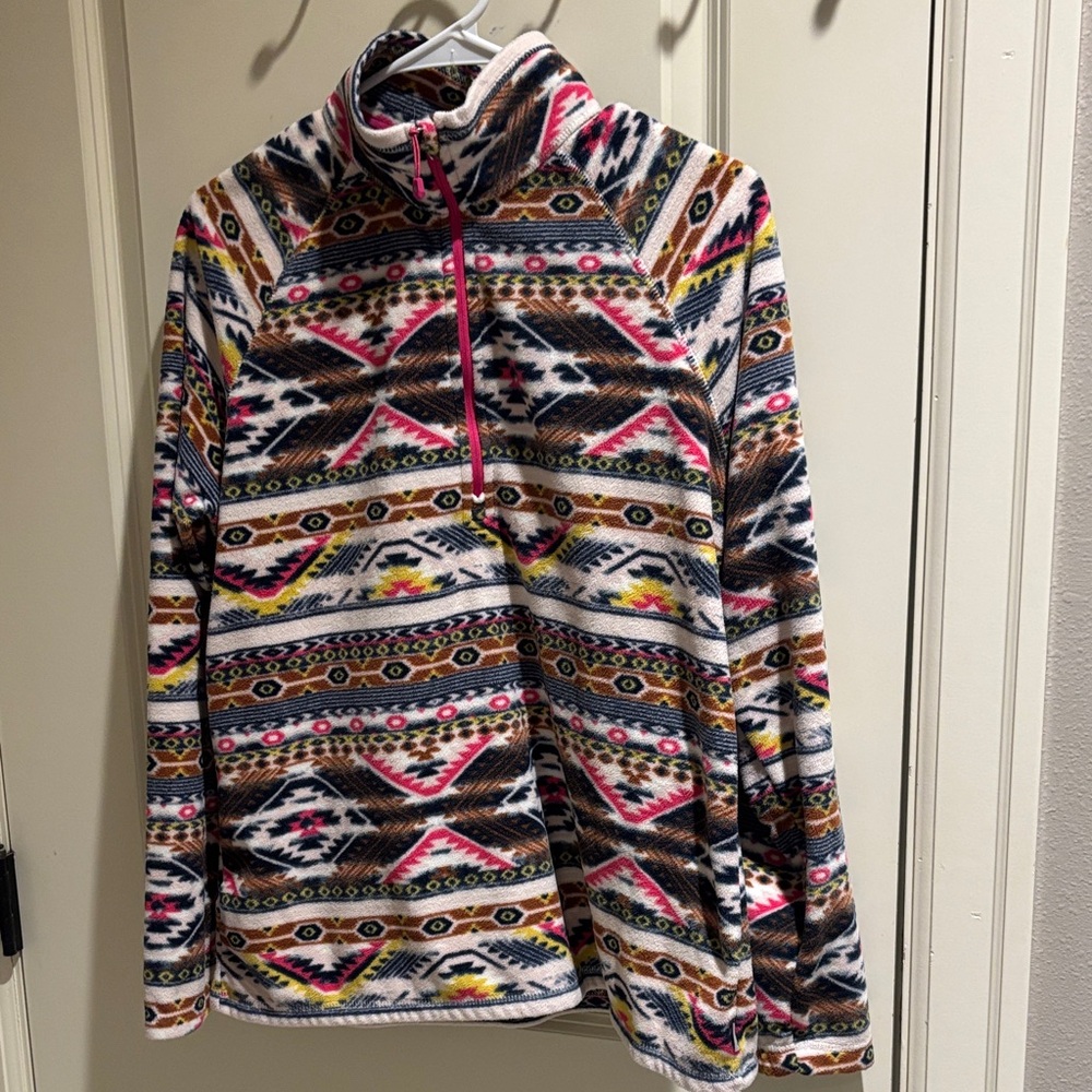 Eddie Bauer (L) Multicolor Patterned Fleece Pullover